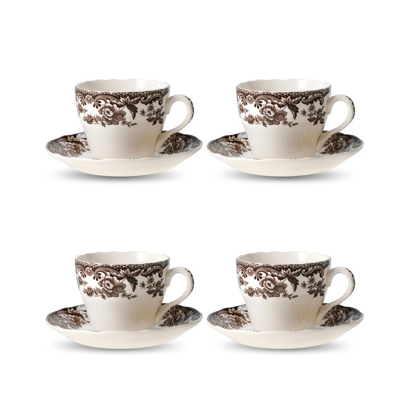 Spode فنجان شاي وصحن سبود ديلامير، مجموعة من 4 - أدوات شرب العطلات، لتقديم القهوة أو الشاي بسعة 7 أونصات، آمنة في غسالة الصحون والميكروويف والفريزر - أدوات مائدة احتفالية، مصنوعة في إنجلترا - Image 1